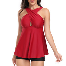 Solid Badebode Women Cross Tankini Set Hollow Push Up Lady Badeanzug Hochtütiger Strandbadanzug