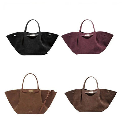 Usnjena velika torbica Suede Wings, velika torbica za čez ramo
