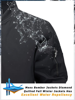 MIAMI TAC - Full Zip Quilted Bomber Jackets Mens Winter Padded Casual Jacket Outdoor Water Resistant Antifouling Coat Outwear Tops