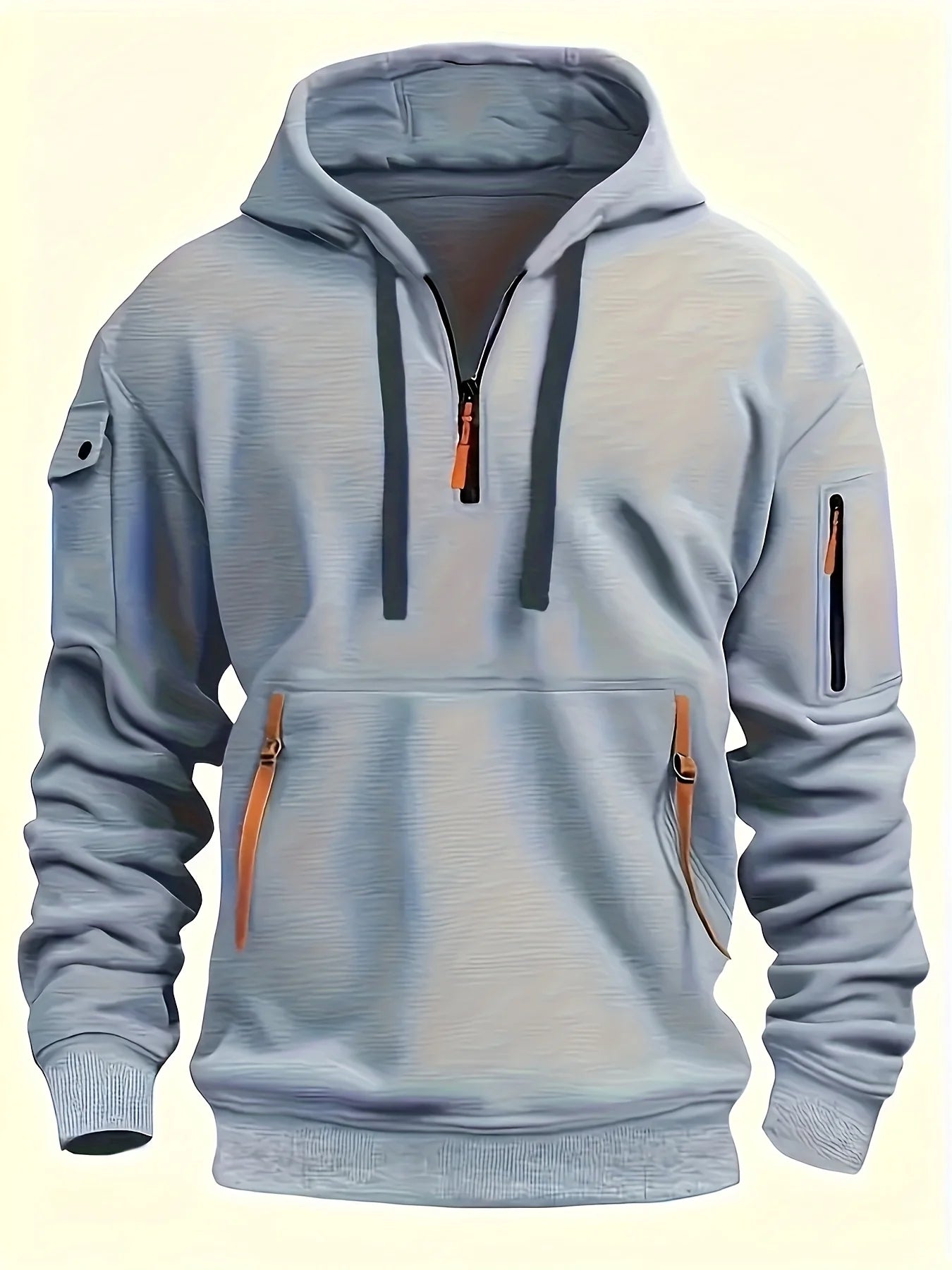 Caperos de moda casual para hombres-sudadera de pulverización de medio zip para primavera y otoño | Chaqueta de estilo de fitness y calles