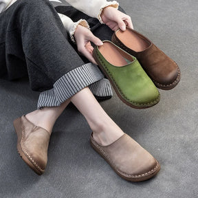 Slipisti estivi in ​​pelle autentica - Sole morbida, comfort fatti a mano e stile retrò