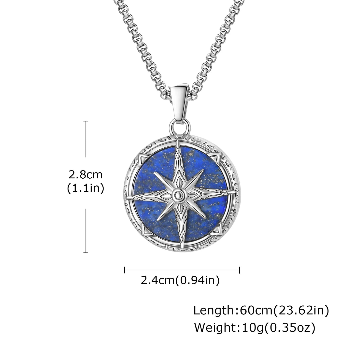 Collana con pendente turchese a otto stelle in acciaio inossidabile ‌, ipoallergenico