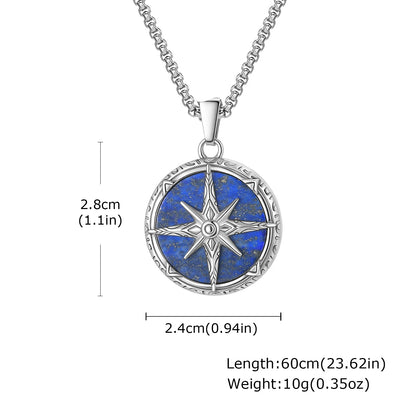 Collana con pendente turchese a otto stelle in acciaio inossidabile ‌, ipoallergenico