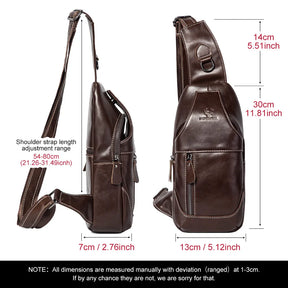 Miami Design- HUMER™ Unisex Genuine Leather Sling Bag – Anti-Theft & Anti-Pickpocket Design- For Travel, Hikking and Urban Use