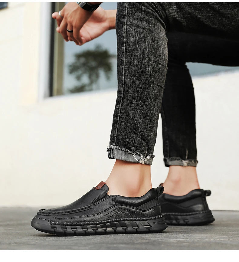 Mænds håndlavede loafers i ægte læder – ultrakomfortable fritidssko