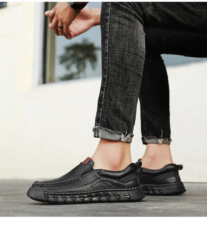 Mænds håndlavede loafers i ægte læder – ultrakomfortable fritidssko