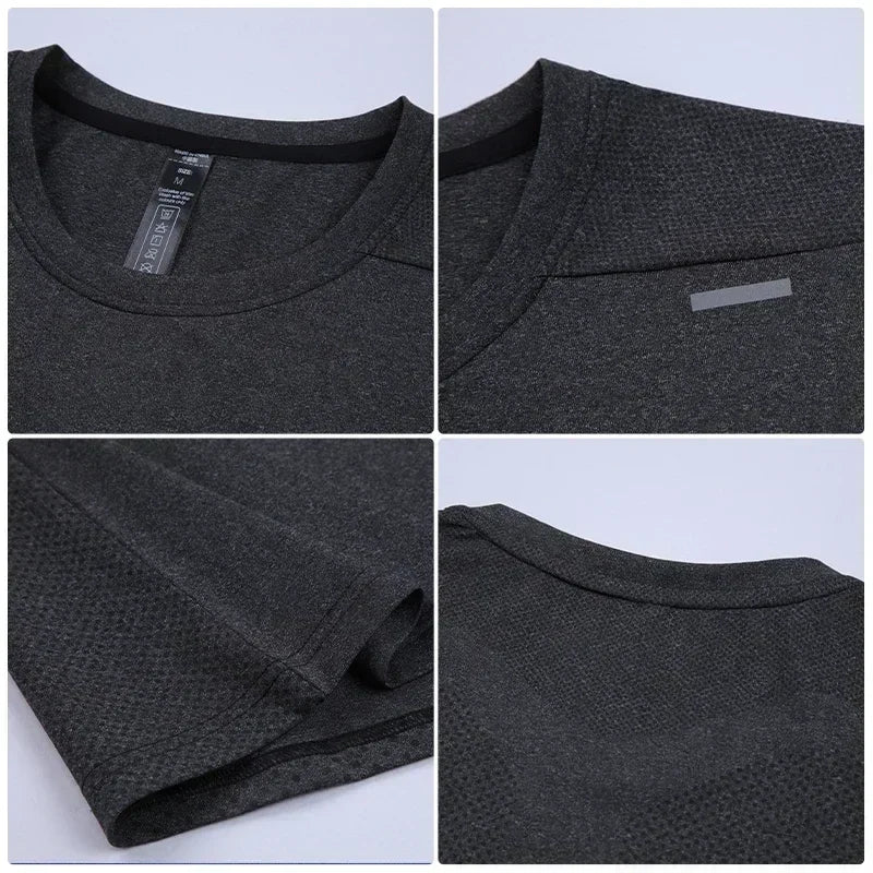 Herr sommar Lös andas kortärmad utomhuscykling Quick Dry Topp Löparträningsoveraller Fitness T-shirts Muscle Tights