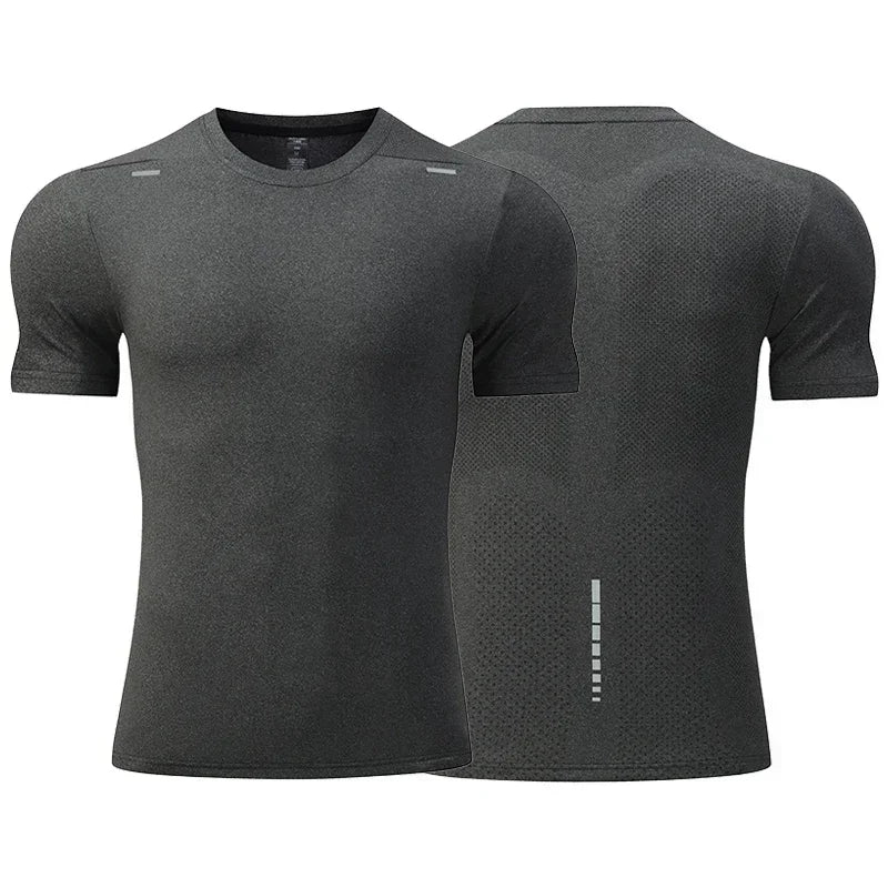 Herr sommar Lös andas kortärmad utomhuscykling Quick Dry Topp Löparträningsoveraller Fitness T-shirts Muscle Tights