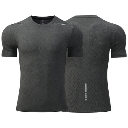 Herr sommar Lös andas kortärmad utomhuscykling Quick Dry Topp Löparträningsoveraller Fitness T-shirts Muscle Tights