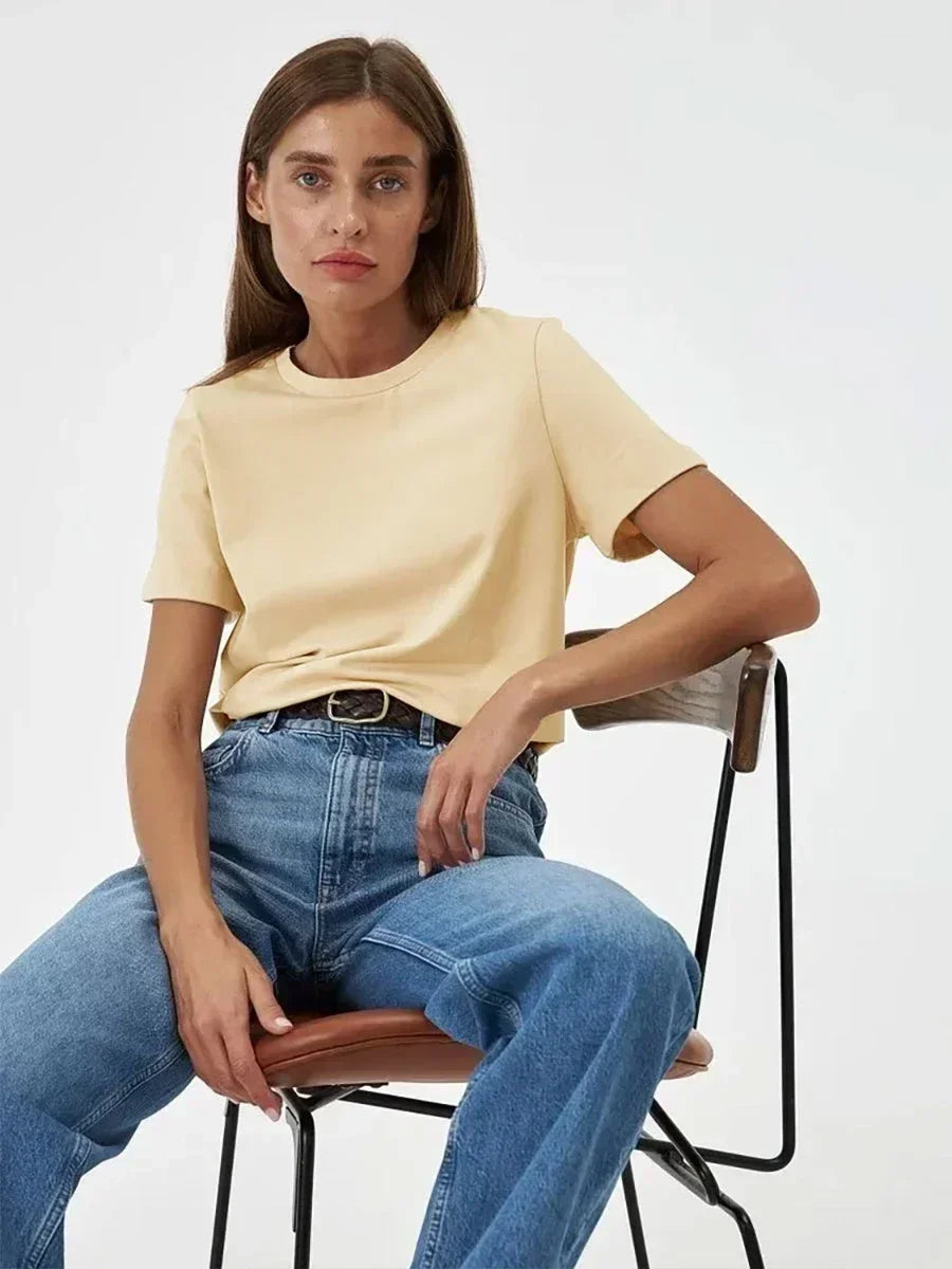Frauen T-Shirt 100% Baumwollboden grundlegend modische Tops-Shirts 230g/㎡