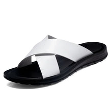 Italiaanse echte lederen pantoffels voor heren-lichtgewicht slip-on zomerse flats tot maat 47