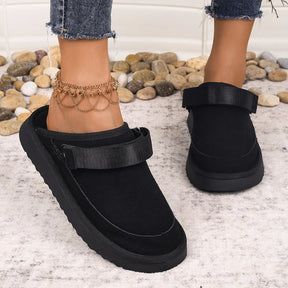 Women's Suede Gold Clog Platform Back Strap Clogs – Large Size, Casual Autumn Design