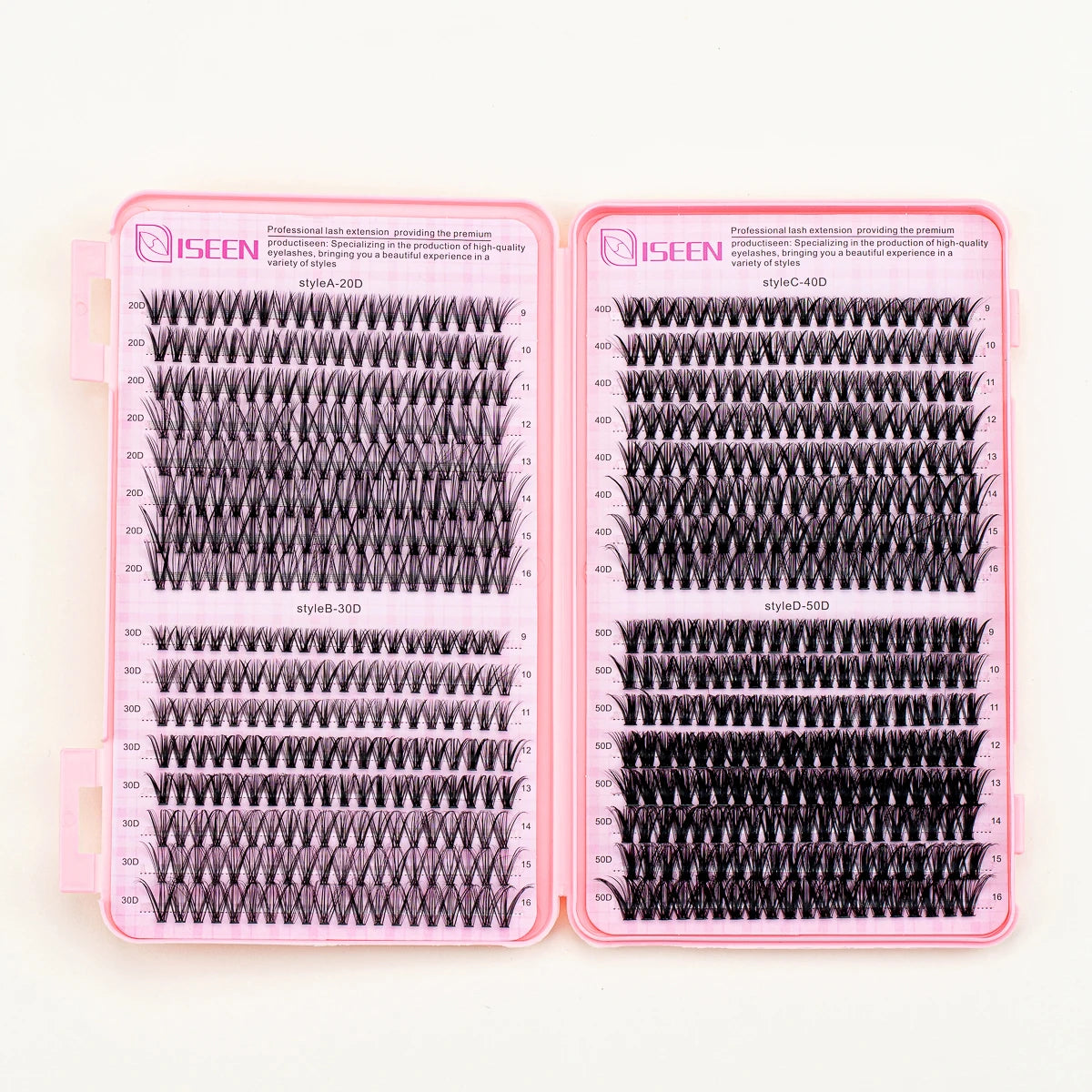 Iseen DIY segmentée fausses de cils ensemble de cils de grande capacité livre de cils en cluster avec de la colle, retirer la colle, twezeer, pinceau