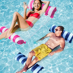 Chaise de salon gonflable à rayures pliables, adaptée aux fêtes de piscine et lits flottants de loisirs de plage avec dossier net