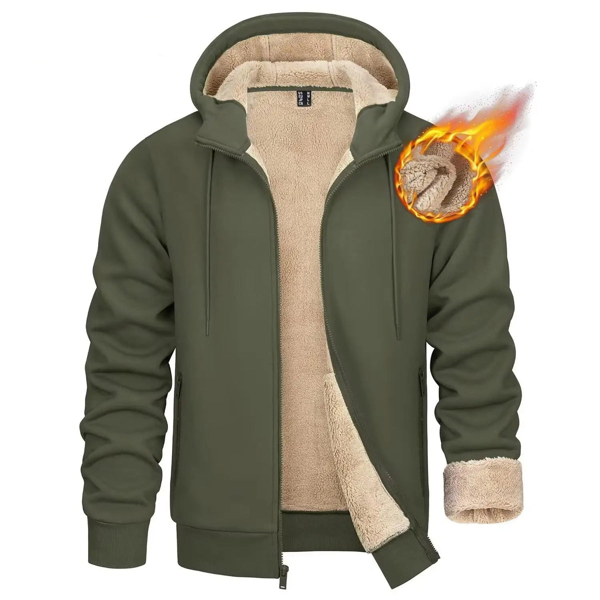 MIAMI TAC-Men’s Sherpa Hoodie – Windproof, Warm & Full-Zip Comfort