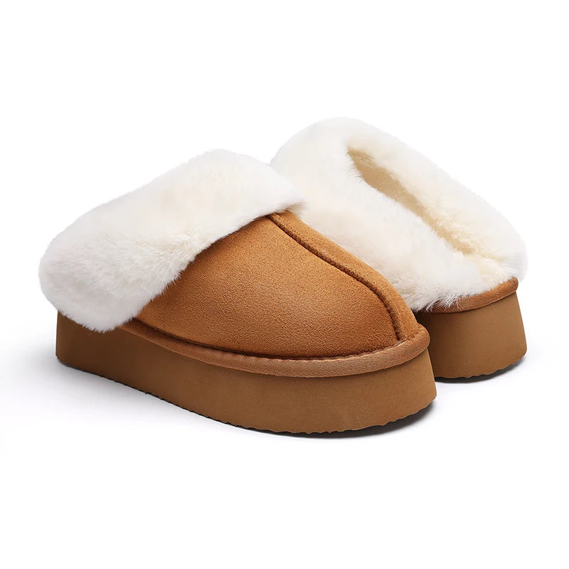 Zapatillas de plataforma funke cálida y esponjosa: gamuza suave, suela antiskid y espuma de memoria