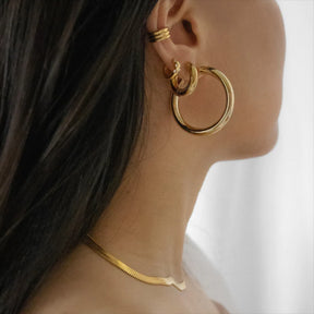 Women's Stainless Steel Hoop Earrings – Smooth, Chunky Round Huggie Jewelry - 20mm