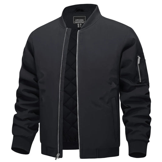 MIAMI TAC - Full Zip Quilted Bomber Jackets Mens Winter Padded Casual Jacket Outdoor Water Resistant Antifouling Coat Outwear Tops