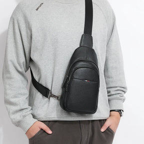 Bolso de hombro: bolso de hombro de cuerpo de cuero 100% genuino para hombres - informal y elegante