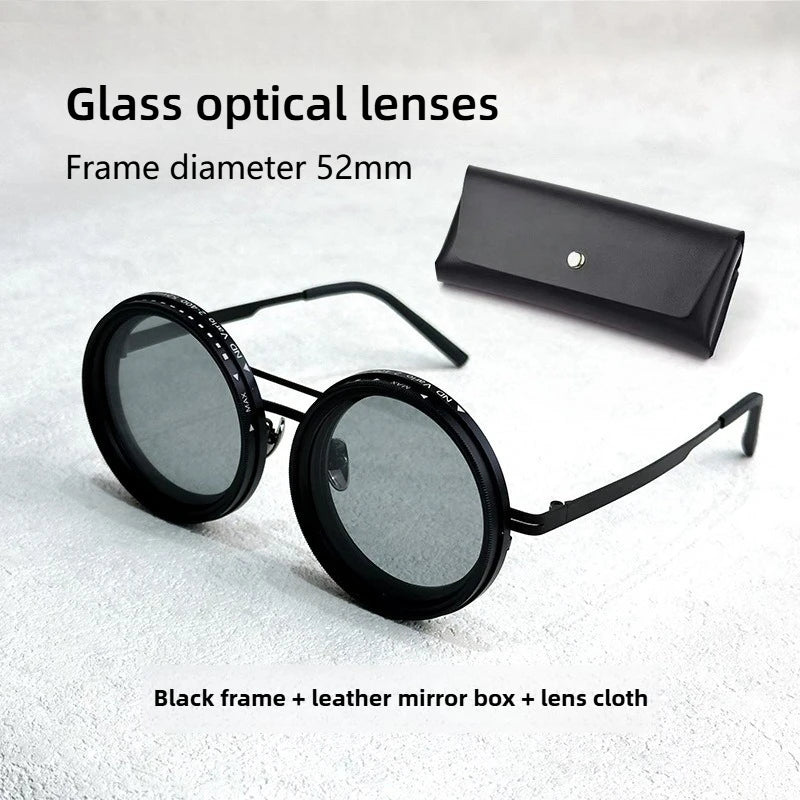 Sunglasses - Manual Dimming Sunglasses Vintage Steampunk Round Rotatable Adjustment Glasses Mountaineering Fishing Polarized Lenses