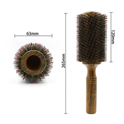 Spazzola per capelli rotonda professionale con setole di cinghiale per donne e uomini, pettine per acconciature, parrucchiere, parrucchiere, spazzola rotonda in legno