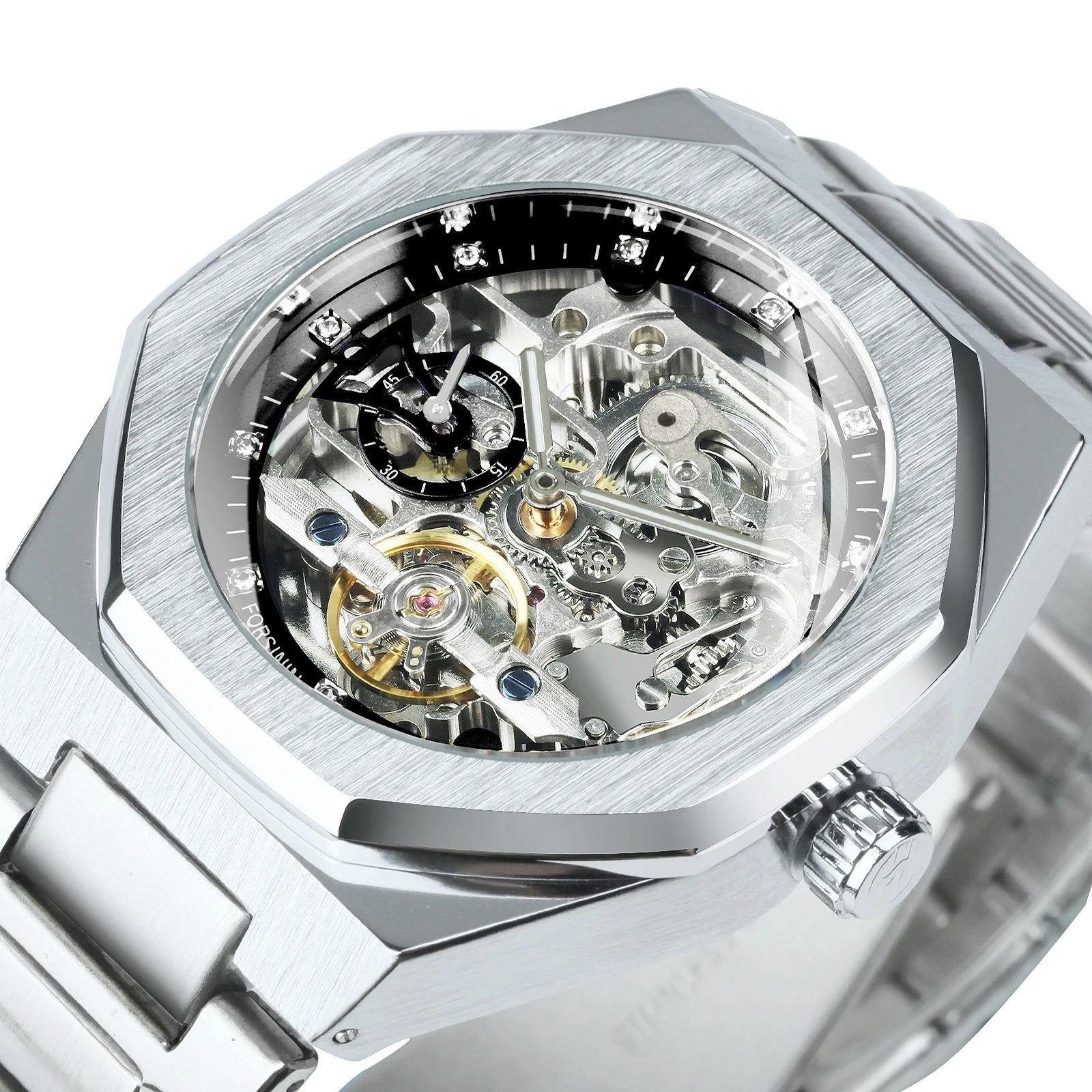 Miami Design -Silver Automatic Watch Men 3D Diamond Diamant Diam