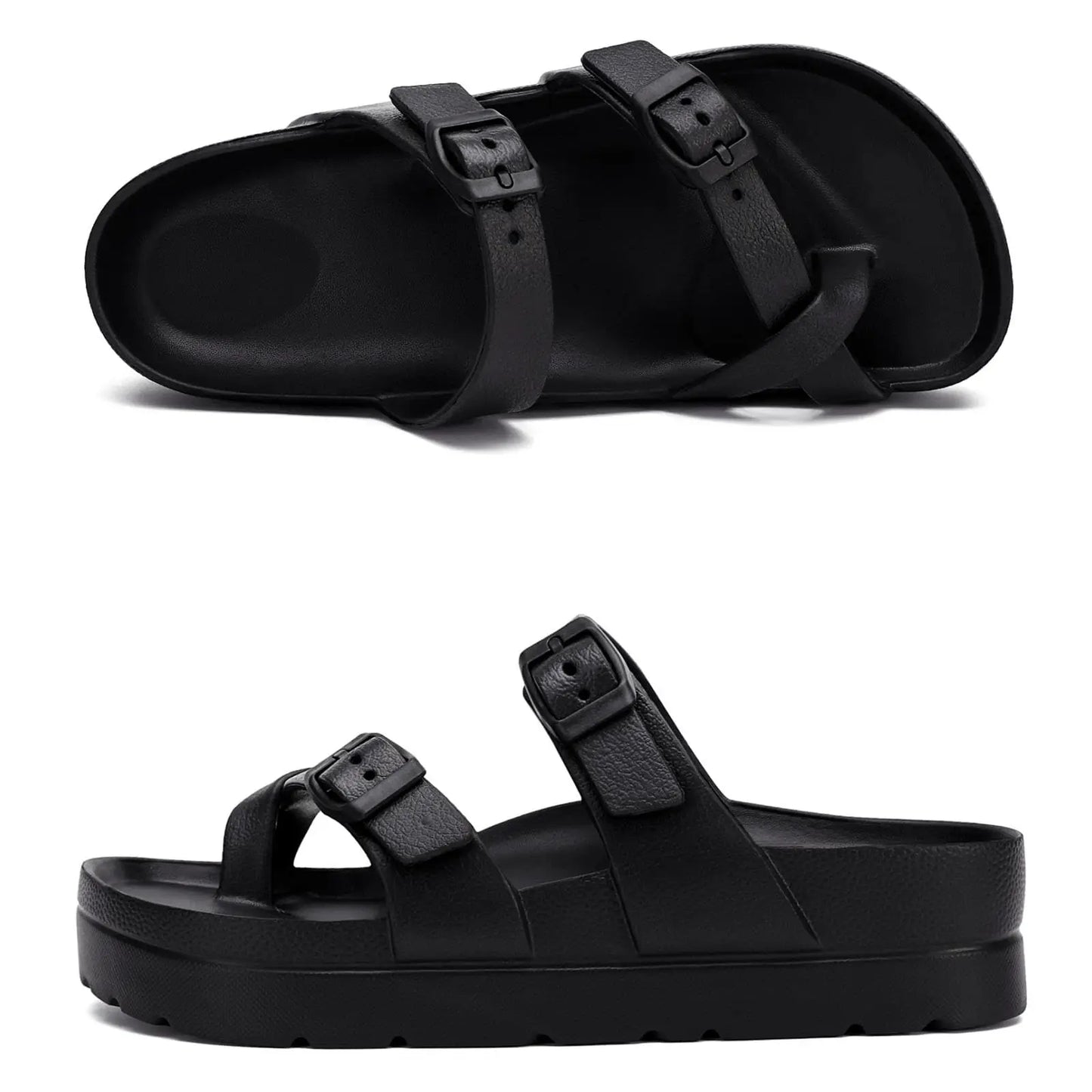 Sandálias femininas plataforma verão praia à prova d'água sandálias moda arco suporte almofada slides luz suave eva sapatos planos