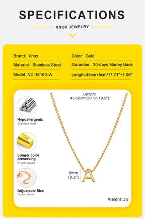 Chic Tiny A-Z Letters Necklaces for Women Girls, Gold Color Stainless Steel Initial Chokers,Small Pendent Necklaces Jewelry