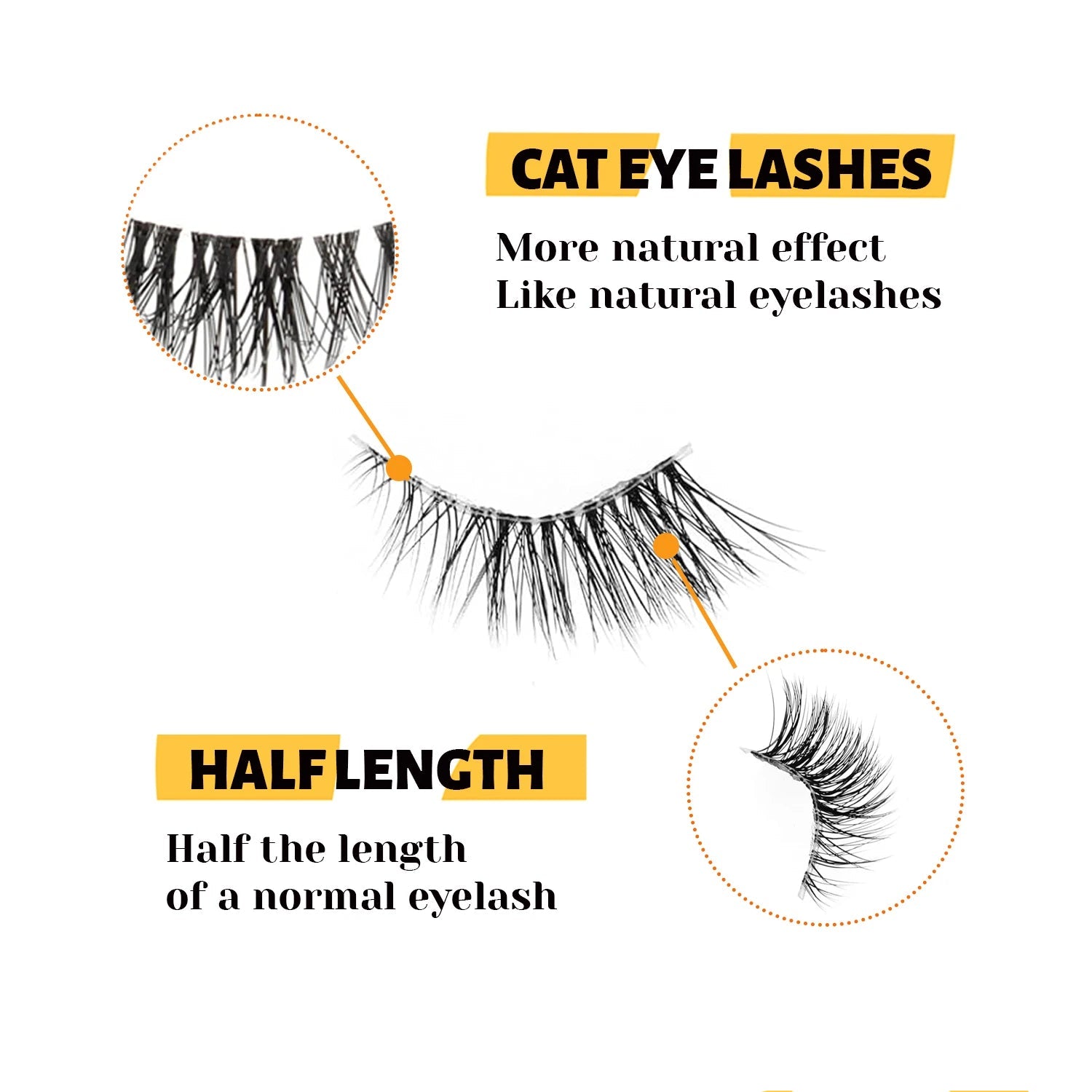 Half Eyelashes – 10 Pairs Natural Wispy Cat Eye Lashes, 10mm Thick & Lightweight Short False Lashes