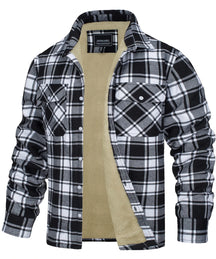 MIAMI TAC - Men’s Fleece Lined Flannel Jacket – Plaid Cotton Winter Coat