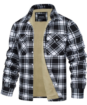 MIAMI TAC - Men’s Fleece Lined Flannel Jacket – Plaid Cotton Winter Coat