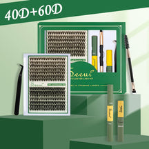 Iseen DIY segmentée fausses de cils ensemble de cils de grande capacité livre de cils en cluster avec de la colle, retirer la colle, twezeer, pinceau