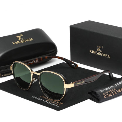 Diseño retro unisex | Gafas de sol polarizadas con protección UV400 y montura redonda de lujo
