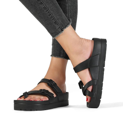 Sandálias femininas plataforma verão praia à prova d'água sandálias moda arco suporte almofada slides luz suave eva sapatos planos