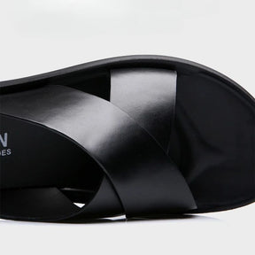 Men's Leather Flip Flops – Casual Non-Slip Sandals with Soft Sole for Beach & Everyday Wear
