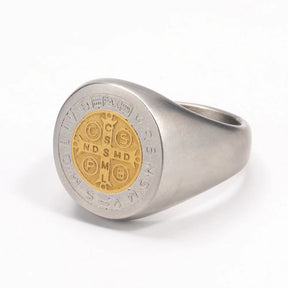 St. Benedict Cross Titanium Steel Ring – Christian Religious Jewelry Unisex