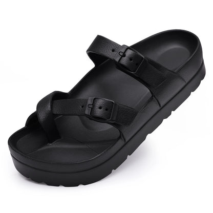 Sandálias femininas plataforma verão praia à prova d'água sandálias moda arco suporte almofada slides luz suave eva sapatos planos
