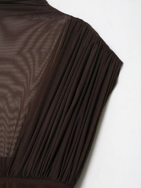 Gauze Wrinkle Splicing Long Dresses for Women Summer Backless Sexy Dress New Fashion Female Elegant Party Dresses