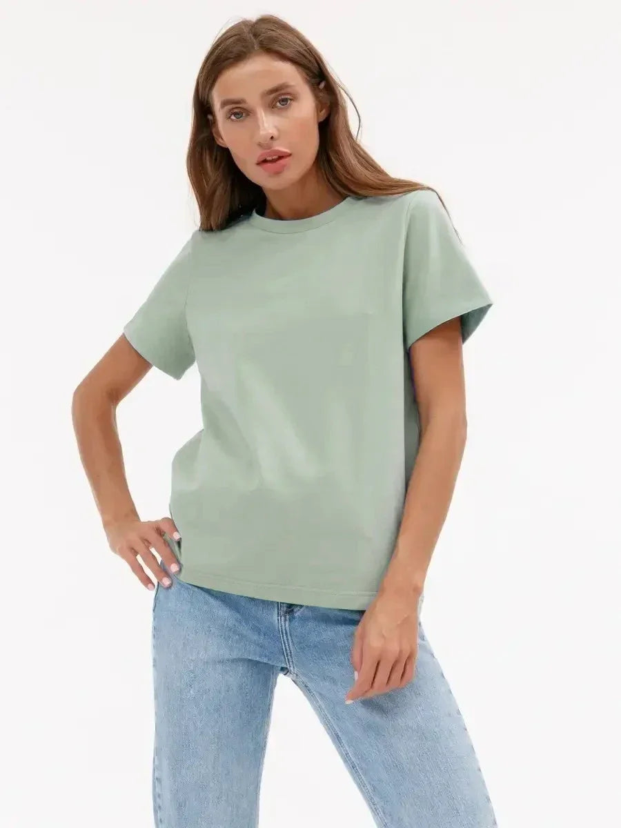 Dames T-shirt 100% katoen Basis Modieuze tops Overhemden 230g/㎡