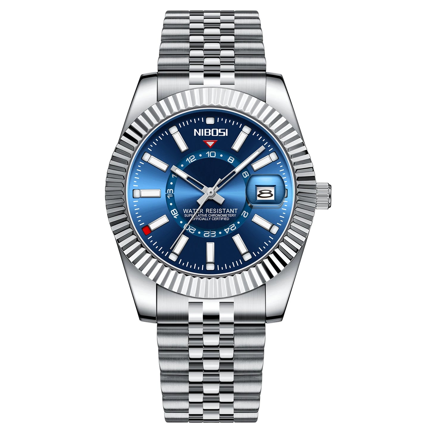 MIAMI EXPRESS NIBO - Luksus-armbåndsur til mand Vandtæt sport lysende dato herreur Quartz rustfrit stål herreure