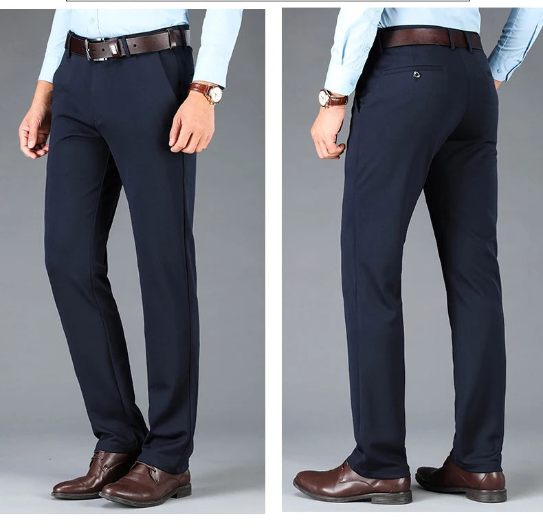 Calça masculina casual de negócios – secagem rápida, elástica & ajuste elegante