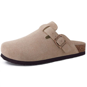 Fashion Suede Platform Mules – Soft Cork Clogs with Arch Support for All-Day Comfort
