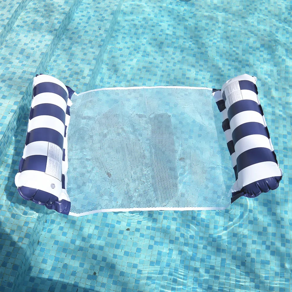 Chaise de salon gonflable à rayures pliables, adaptée aux fêtes de piscine et lits flottants de loisirs de plage avec dossier net