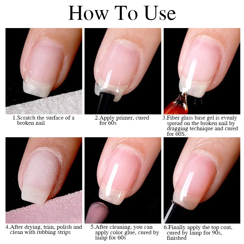 15ml base de borracha de fibra de vidro gel esmalte para unhas quebradas reparado construção rápida transparente embebe fora verniz de gel de construção uv