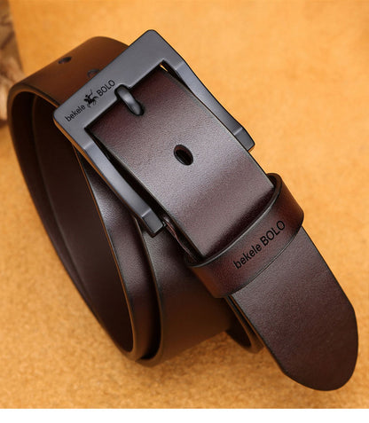 Læder unisex bælte – Fashion Alloy Buckle Luxury
