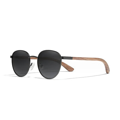 Occhiali da sole - Occhiali da sole in legno di noce realizzati a mano - Design unisex con lenti a specchio polarizzate e protezione UV400