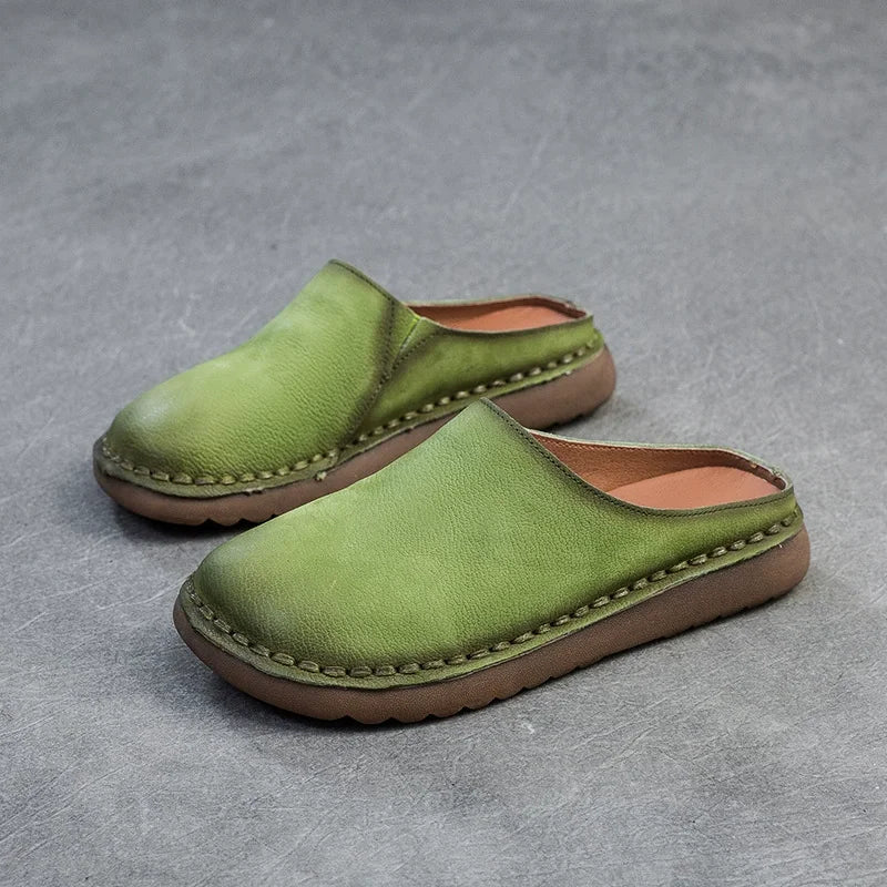 Slipisti estivi in ​​pelle autentica - Sole morbida, comfort fatti a mano e stile retrò