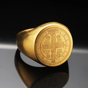 St. Benedict Cross Titanium Steel Ring – Christian Religious Jewelry Unisex