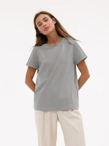 Frauen T-Shirt 100% Baumwollboden grundlegend modische Tops-Shirts 230g/㎡
