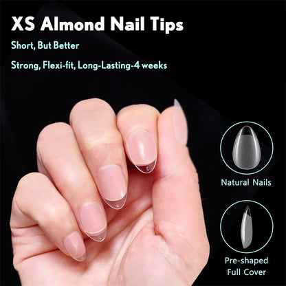 600 Stück Zubehör für weiche Gel-X-Nagelspitzen, vollständige Abdeckung, künstliche Nagelspitzen für Acrylnägel, Gel, extra kurze Mandel-Nagelspitzen, quadratisch, mittelgroß
